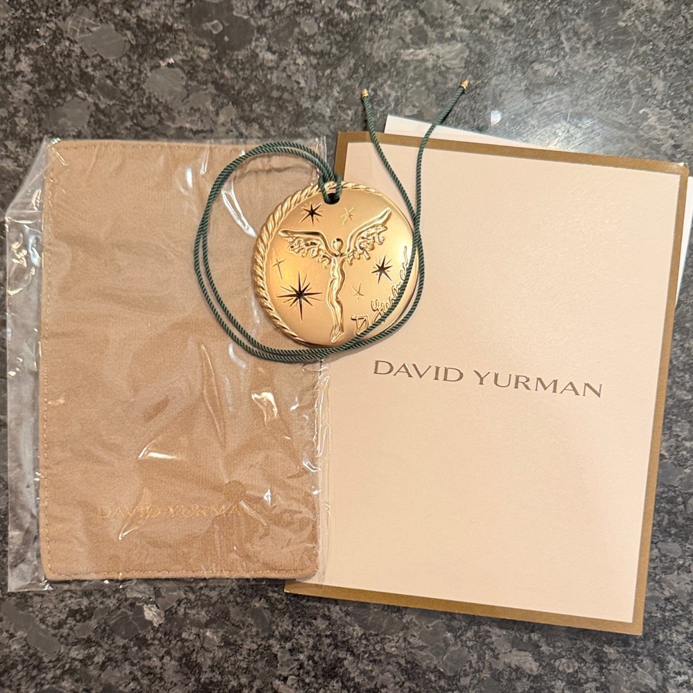 David Yurman Gold Star Medallion with Green Cord